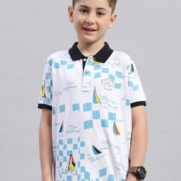 Monte Carlo Boys Conversational Printed Polo Collar Cotton Casual T-shirt-picture-24