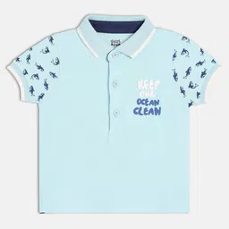 MINI KLUB Boys Typography Printed Polo Collar Cotton T-shirt-image-56