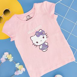 Pantaloons Junior Girls Hello Kitty Printed Cotton T-shirt-image-86