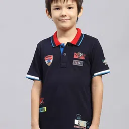 Monte Carlo Boys Sports Printed Polo Collar Applique T-shirt-picture-43