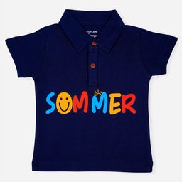 Bodycare Boys Typography Printed Polo Collar Cotton T-shirt-image-0