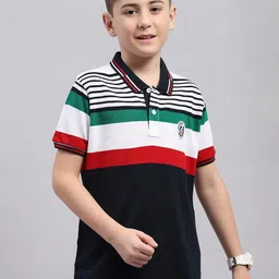 Monte Carlo Boys Striped Polo Collar Cotton T-shirt-picture-7