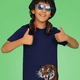 NUSYL Boys Round Neck Tiger Head Printed T-shirt-image-7