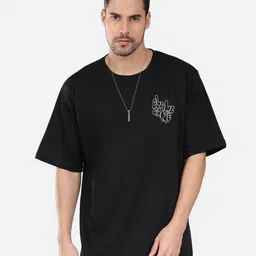 Mad Over Print Typography Printed Drop Shoulder Sleeves Cotton Oversized T-shirt-image-97