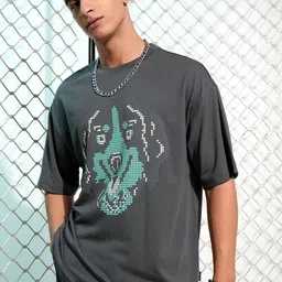 HIGHLANDER Graphic Printed Round Neck Drop-Shoulder Sleeves Oversized T-Shirt-image-8
