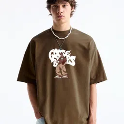 MISCHIEF MONKEY Men Graphic Printed Round Neck Cotton Oversized T-Shirt-image-62