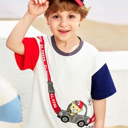 INCLUD Boys Printed V-Neck Applique T-shirt-10