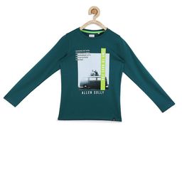 Allen Solly Junior Boys Green Graphic Printed Pure Cotton T-shirt-image-40