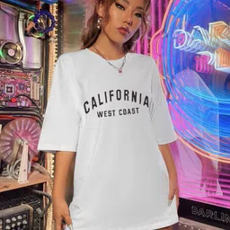 TRENDY RABBIT Women Printed V-Neck Applique T-shirt-image-56