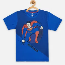 Kids Ville Boys Blue Superman Printed T-shirt-image-76