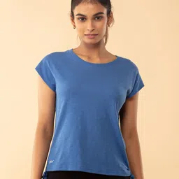 Nykd Women Extended Sleeves Cotton Regular Fit Ruched T-shirt-image-36