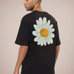 Mad Over Print Daisy Printed Drop-Shoulder Sleeves Cotton Oversized T-shirt-image-29