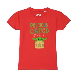 Star Wars by Wear Your Mind Girls Red Star Wars Printed Pure Cotton T-shirt-image-97