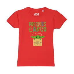 Star Wars by Wear Your Mind Girls Red Star Wars Printed Pure Cotton T-shirt-image-62