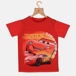 YK Disney Boys Red Cars Print Round Neck Short Sleeves T-shirt-image-92