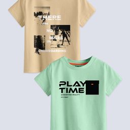 BAESD Boys Pack Of 2 Graphic Printed Pure Cotton Casual T-Shirt-image-24