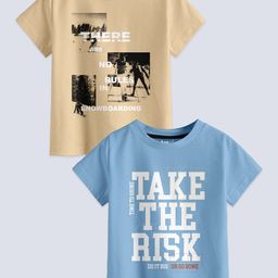 BAESD Boys Pack Of 2 Typography Printed Pure Cotton T-shirt-image-89