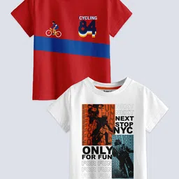 BAESD Boys Pack Of 2 Graphic Printed Cotton T-shirt-image-36
