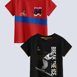 BAESD Boys Pack Of 2 Graphic Printed Cotton T Shirts-image-42