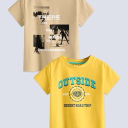 BAESD Boys Pack Of 2 Typography Printed Pure Cotton T-shirt-image-61