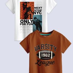 BAESD Boys Pack Of 2 Typography Printed Pure Cotton T-shirt-image-99