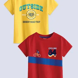 BAESD Boys Pack Of 2 Graphic Printed Cotton T-shirt-image-38