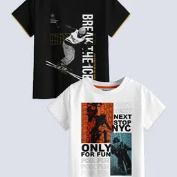BAESD Boys Pack Of 2 Typography Printed Pure Cotton T-shirt-picture-13