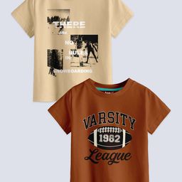 BAESD Boys Pack Of 2 Typography Printed Pure Cotton T-shirt-image-62