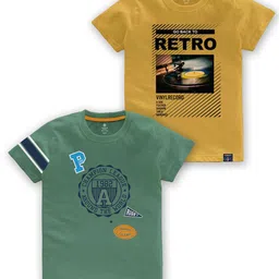 CODEZ Boys Pack Of 2 Typography Printed Round Neck Cotton T-shirt-image-61