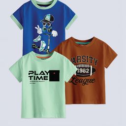 BAESD Boys Multicoloured 3 Printed Applique T-shirt-33