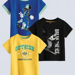 BAESD Boys Pack Of 3 Printed Round Neck Cotton T-shirts-image-98