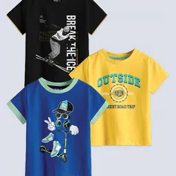 BAESD Boys Pack Of 3 Printed Round Neck Cotton Regular T-shirt-image-96