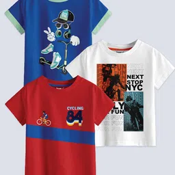 BAESD Boys Multicoloured 3 Printed Applique T-shirt-29