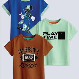 BAESD Boys Multicoloured 3 Printed Applique T-shirt-11