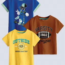 BAESD Boys Pack Of 3 Printed Round Neck Cotton T-shirts-image-94