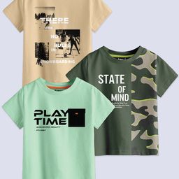 BAESD Boys Pack Of 3 Printed Cotton T-shirt-image-10