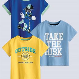 BAESD Pack Of 3 Boys Printed Pure Cotton T-shirt-image-60