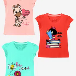 Naughty Ninos Girls Pack Of 3 Printed T-shirt-image-66