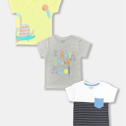 MISS&CHIEF BABY Infants Boys Pack Of 3 Printed Pure Cotton T-shirts-image-14