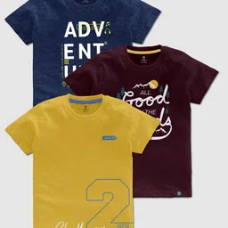 CODEZ Boys Pack OF 3 Typography Printed Cotton T-shirt-43