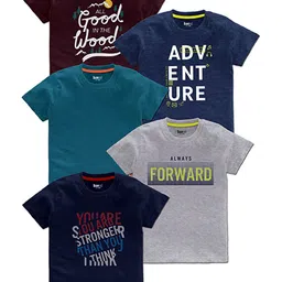 BAESD Boys Pack Of 5 Typography Printed Cotton T Shirts-83