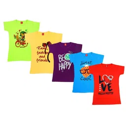 BAESD Girls 5 Pcs Graphic Printed Round Neck Cotton T-shirt-image-81