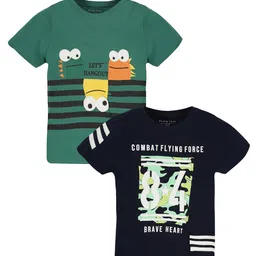 PLUM TREE Boys Pack Of 2 Graphic Printed Pure Cotton T-Shirt-image-54