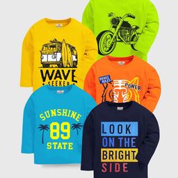 KUCHIPOO Boys Typography 5 Printed Applique T-shirt-image-69