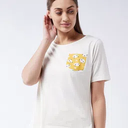 BAESD Round Neck Pocket Detailed Pure Cotton T-shirt-image-58