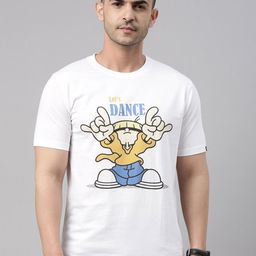 Bushirt Men White Printed Pure Cotton T-shirt-image-82