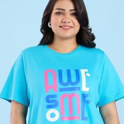 Big Hello - The Plus Life Women Varsity Printed Round Neck T-shirt-image-9