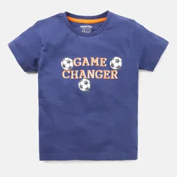 mackly Boys Navy Blue Typography Printed Cotton T-shirt-picture-58