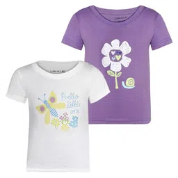 Luke & Lilly Girls Pack Of 2 Graphic Printed Pure Cotton T-Shirt-image-52