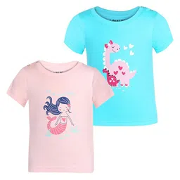 Luke & Lilly Girls Pack Of 2 Graphic Printed Pure Cotton T-Shirt-image-53